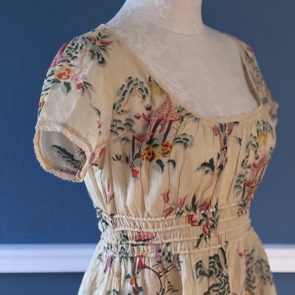 Lucky Brand Floral Print Short Sleeve Babydoll Top in Small - Picture 2 of 6